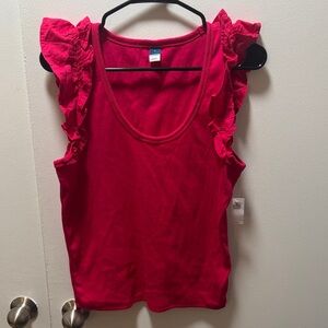 Women's Ruffled Red Top